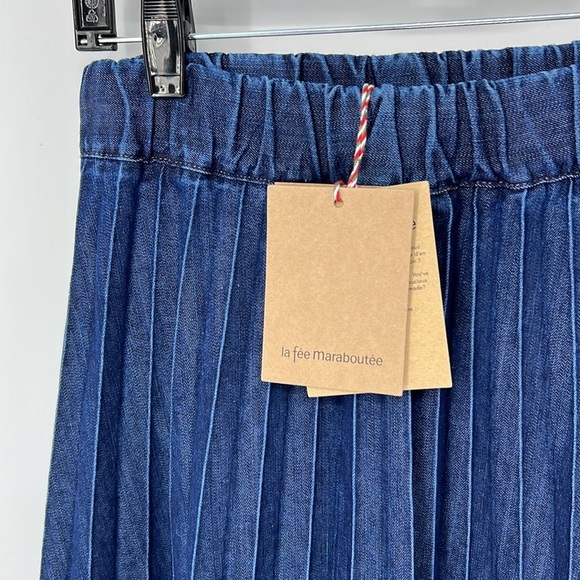 La fee maraboutee NWT denim Pleated Skirt women’s IT 34 - Picture 3 of 10